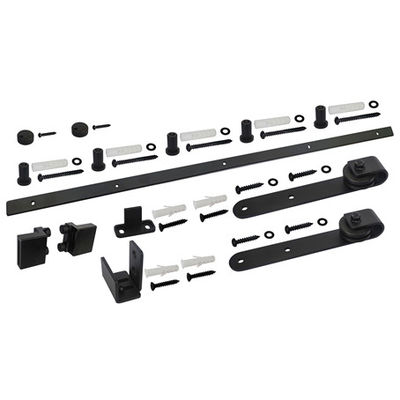Mini Bent Plate Barn Door Roller que resbala la puerta de gabinete Kit Black