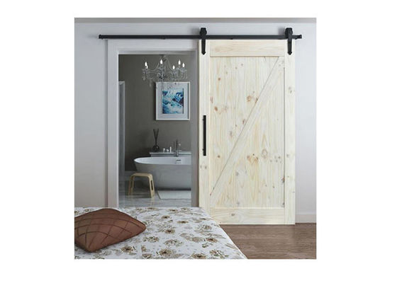 Herrajes para puertas de granero corredizas interiores con acabado a juego de rieles
