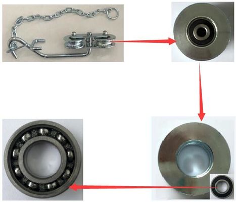 ISO9001 galvanizó la polea de la carretilla del rodillo del cablecarril del plátano con las cadenas para la granja del plátano