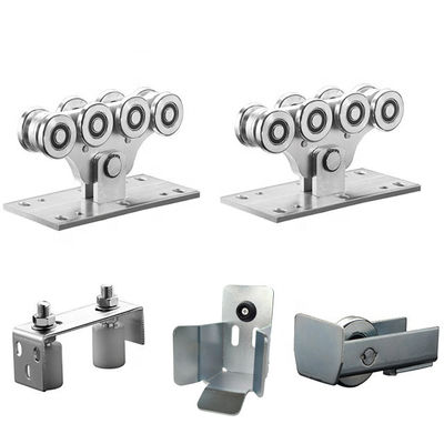 Pequeñas 8 ruedas galvanizadas de plata de acero de los carros para la rueda voladiza de la puerta del sistema de la automatización de la puerta de desplazamiento