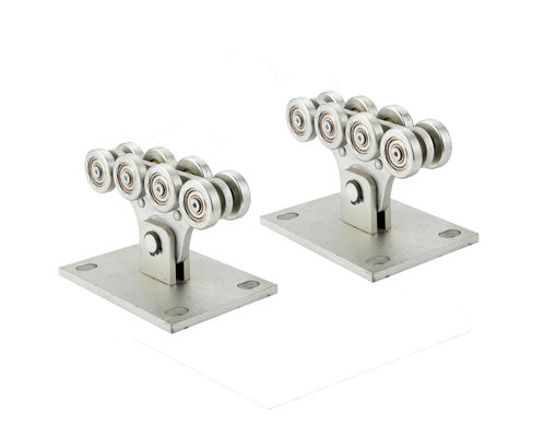 Pequeñas 8 ruedas galvanizadas de plata de acero de los carros para la rueda voladiza de la puerta del sistema de la automatización de la puerta de desplazamiento