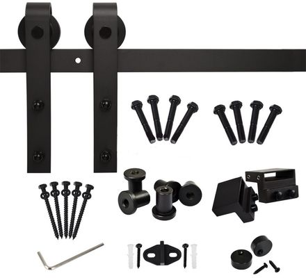 pista de Bent Strap Barn Door Hardware Kit Sliding Gate Rollers And del negro 80kg-100kg