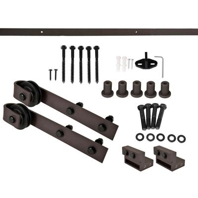 pista de Bent Strap Barn Door Hardware Kit Sliding Gate Rollers And del negro 80kg-100kg