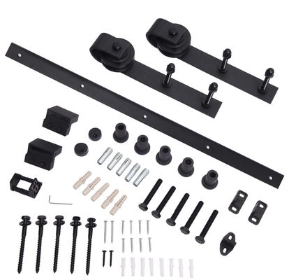 pista de Bent Strap Barn Door Hardware Kit Sliding Gate Rollers And del negro 80kg-100kg