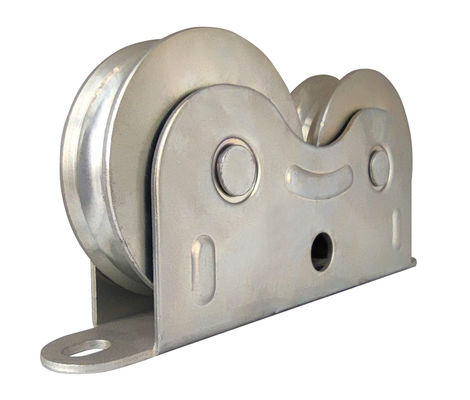 Rodillos de transportes dobles de la rueda de la puerta de desplazamiento del doble del metal del hierro con el soporte exterior