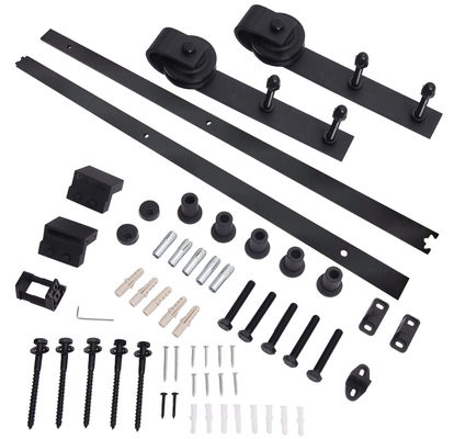 Hardware interior doble Kit Matte Black Wall Mounted de la puerta de granero