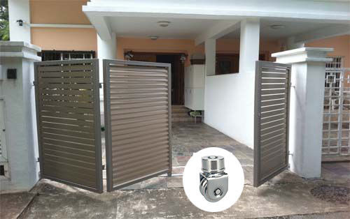 V rueda plegable de la puerta de desplazamiento del surco con el rodillo rotatorio de 360 grados