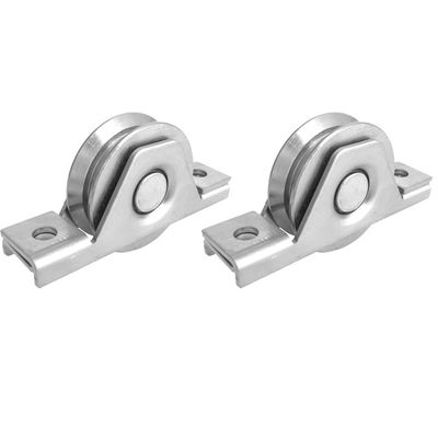 3 pulgadas de desplazamiento de rueda resistente V de la puerta acanalan el acero inoxidable