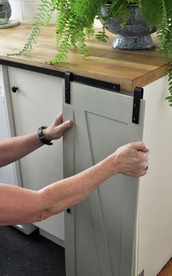 6 pies de acero sólido Mini Barn Door Hardware Kit para las puertas de madera de los muebles dobles