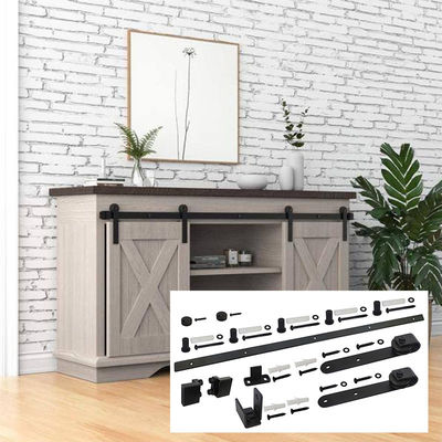 6 pies de acero sólido Mini Barn Door Hardware Kit para las puertas de madera de los muebles dobles