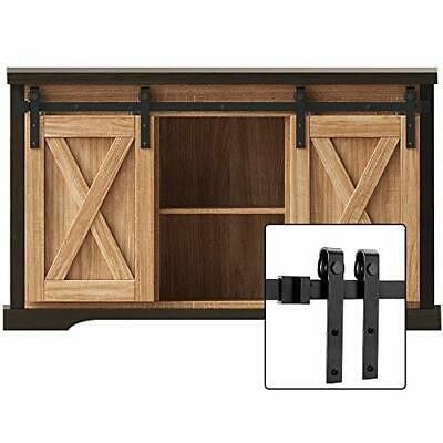 Correa clásica negra Mini Barn Door Hardware Kit 6 pies para las puertas de madera dobles