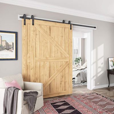 el resbalador negro del diseño de los 8ft ultra calla innovador en la opción del diseñador, todos los equipos del hardware de la puerta de granero de la parte